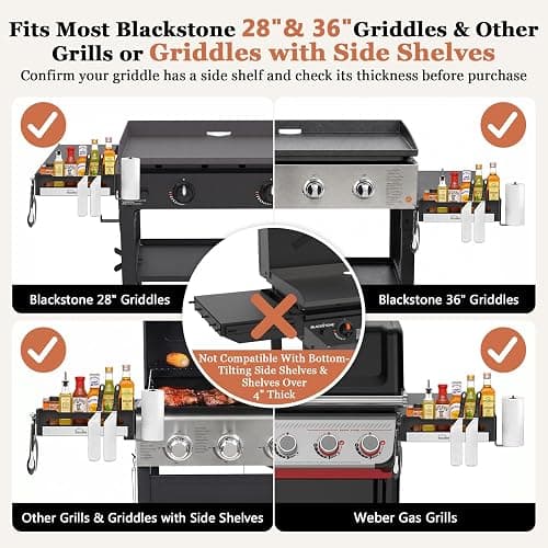 mossime Griddle Caddy Organizer Accessories for Blackstone 36"/28" Griddles | Grill Caddy Accessories Storage for Blackstone Prep Carts, with Magnetic Tool & Spatula Holder, Paper Towel Holder, 4 J-Hooks thumbnail 6