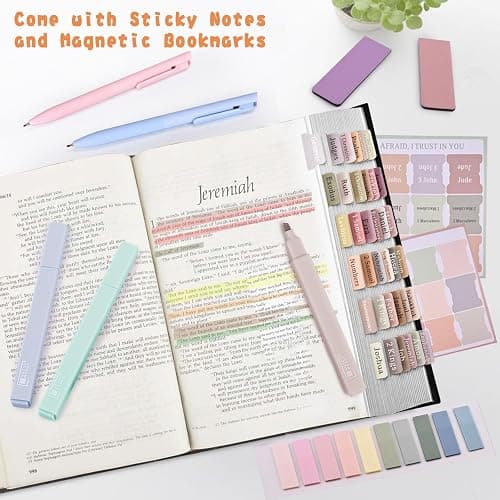 NIGHTNOOK Bible Journaling Kit, Include 6 Bible Highlighters and 6 Pens No Bleed, 90 Laminated Bible Tabs, Magnetic Bookmarks, Sticky Notes, Study Supplies Essentials Set for Women & Men thumbnail 3