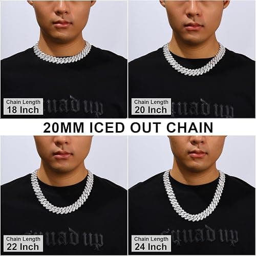 Ucciyo 20MM Cuban Link Chain for Men Iced Out Miami Cuban Necklace 18k Gold Plated 5A+ Zicron 10MM/12MM/14MM/20MM Iced Out Chain Gold/Silver Bling Luxury Hip Hop Jewelry For Women Men thumbnail 7