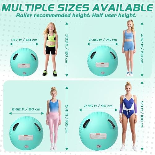 KIKILIVE Inflatable Gymnastics Mat and Air Roller Barrel Set with Pump | Air Mat Track 4 inches Thickness and Air Roller Gymnastics Barrel with Pump for Home Outdoor Training Cheerleading thumbnail 6