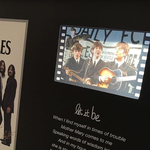 veratwo The Beatles Framed Poster with Signed and 1x 35mm Film Display,Let It Be lyric Decoration,Cool Memorabilia Gifts for Beatles Fans 8x6 Inches thumbnail 4
