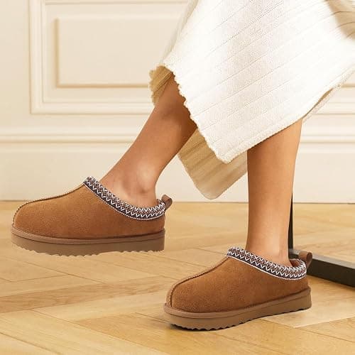 Litfun Women's Fuzzy House Slippers Genuine Suede Fluffy Winter Slipper Cozy Furry Warm Shoes Indoor/Outdoor thumbnail 3