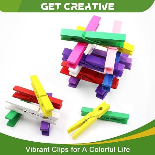 100 Pcs Colored Clothes Pins Wooden, Colored Clothespins for Crafts 2.9 Inch, Clothing Pins for Hanging Classroom thumbnail 5
