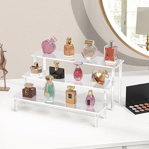 Aredpoook Acrylic Display Risers, 3 Tier Perfume Organizer Stand, Clear Cupcake Stand Holder, Large Shelf Risers for Figures, Dessert Shelves for Party, Riser Stand for Decoration and Organizer thumbnail 7