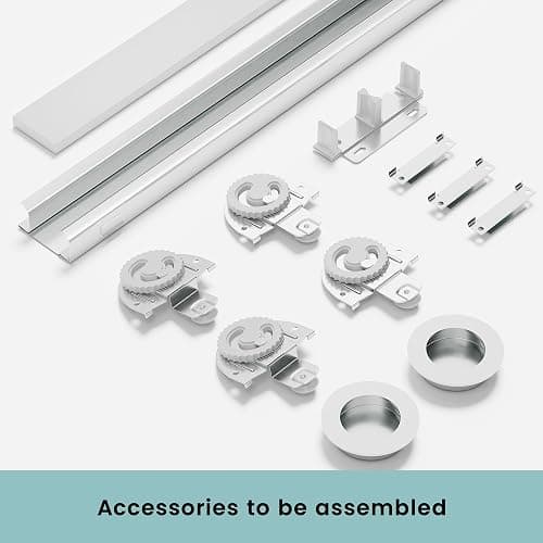 SMARTSTANDARD Sliding Closet Door, 60x80 Inch Double Barn Doors, Double K Shape Sliding Door with Hardware Kit, Pre-Drilled MDF Panel with PVC Surface, White thumbnail 7