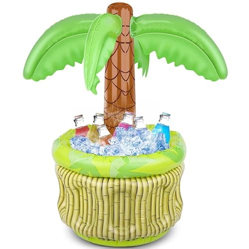 FUTUREPLUSX Inflatable Palm Tree Cooler, 25" Inflatable Drink Holder for Summer Pool Blow Up Palm Tree Cooler for Luau Hawaiian Tropical Party Decorations, Outdoor Beach Party Supplies - Image 1