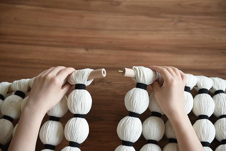 IOWER Macrame Wall Hanging Boho Wall Decor Sphericity Cotton Textile Wall Hanging Art Fiber Yarn Art Handmade 27" Wx31 L Detachable Assembly - Beige Medium thumbnail 7