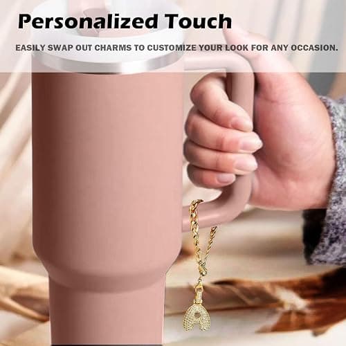 LUHOHI Cup Charms for Stanley Handle- Bubble Letter Charms Accessories for Stanley 40 Oz Tumblers Cute Fat Initial Keychain with Diamond Glitter Jewelry Personalized Water Bottle Decorations L thumbnail 4
