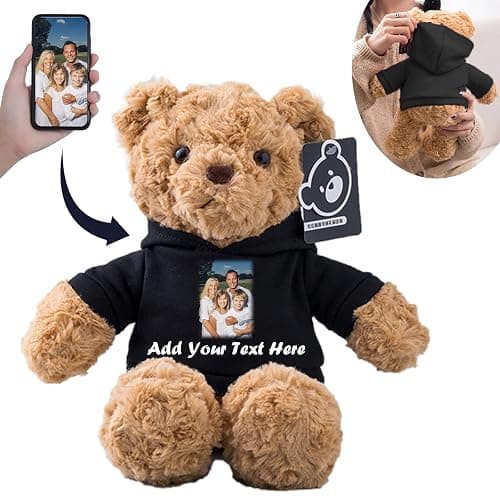 MeterBear Orsacchiotto Peluche Personalizzato con Nome Foto, Orsetto di Peluche Teddy Bear come Regali Personalizzati per lui Natale Regali Compleanno San Valentino Anniversario (26cm) - Image 1