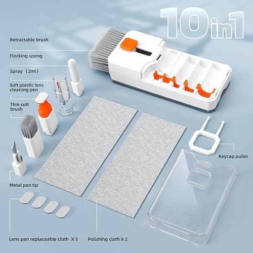 Keyboard Cleaning Kit Laptop Cleaner, 10-in-1 Computer Screen Cleaning Brush Tool, Multi-Function PC Electronic Cleaner Kit Spray for iPad iPhone Pro, Earbuds, Camera Monitor, All-in-one with Patent thumbnail 8