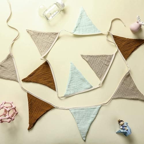 Oudain 2 Pcs Pennant Banner Flags Nursery Garland Triangle Bunting Flags Playroom Wall Decor Banner for Nursery Baby Shower Birthday Boho Wedding Party Event, Each 7.75 ft(Retro Color) thumbnail 4