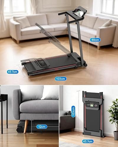Laufband für Zuhause, Elektrisches Laufbänder mit Griff, Klappbares bis 10Km/H, Treadmill Walking Pad for Home, Leise Klein Büro Klappbar Kompakte, Anzeige 12 Voreingestellte Programme thumbnail 3