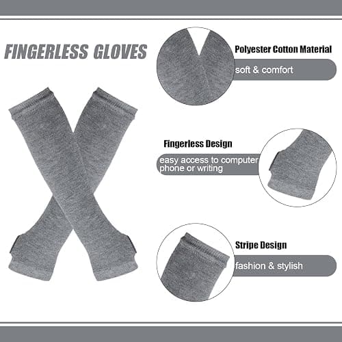 Barrlves 2/4 Sets Womens Striped Knee High Socks Long Knitted Arm Warmers Fingerless Gloves for Halloween Costume thumbnail 3