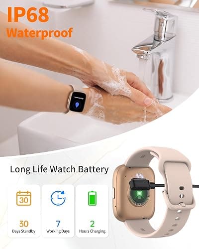 Smart Watch for Men Women, Bluetooth Calling, 1.83" HD Touch Screen Fitness Tracker, 100+ Sports Modes,Heart Rate Sleep Monitor， DIY Dial, IP68 Waterproof, Compatible with Android & iOS thumbnail 7