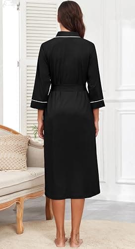 PrinStory Womens Robe Long Kint Bathrobe Lightweight Soft Robes Ladies Bath Robe thumbnail 6