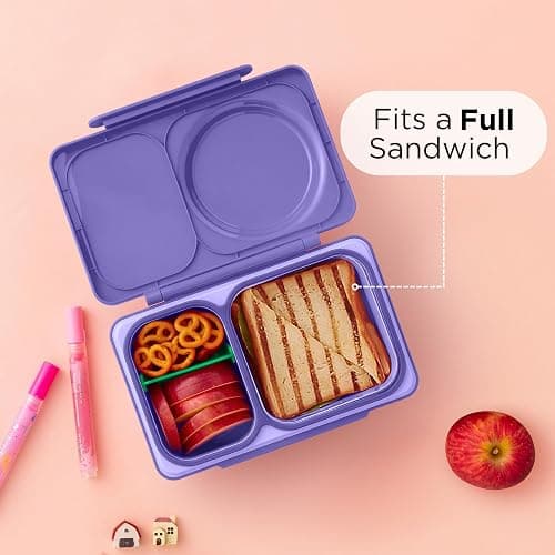 Omie OmieBox UP bento Box for Kids | Insulated Lunch Box | Leak Proof Vacuum Insulated Thermal Food jar | Cooler ice Pack | 2 Compartments (Galaxy Purple) thumbnail 8
