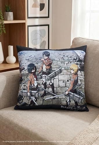 Micotaku Officially Licensed Attack on Titan 3-Print Cushion Cover Set, No Insert thumbnail 2
