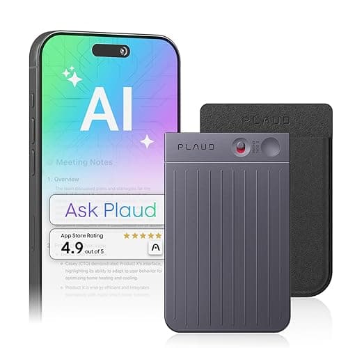Plaud Note AI Voice Recorder, Voice Recorder w/Case, App Control, AI Transcribe & Summarize, Support 112 Languages, 64GB, Audio Recorder for Lectures, Meetings, Calls, Black, Non-Pro Version - Image 1