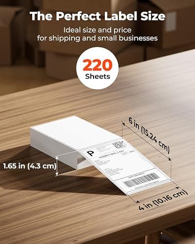 MUNBYN 4x6 Thermal Printer Labels, Commercial Grade, 220 Sheets/Stack | 4"x6" Fanfold Shipping Labels, No BPA and BPS, Print Clear and Sharp, Strong Adhesive, Compatible with Most Thermal Printers thumbnail 2