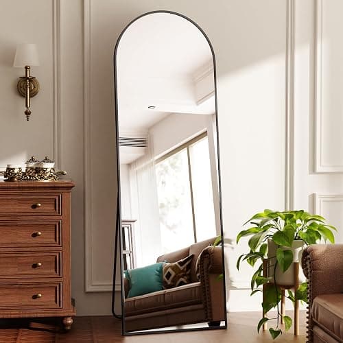 BEAUTYPEAK Full Length Mirror 58"x18", Arched Standing Mirror with Metal Frame, Floor Large Body Mirror for Bedroom, Entry, Bedroom, Living Room, Black - Image 1