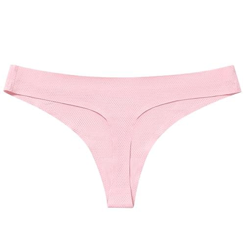 voenxe Seamless Women Underwear Thongs,No Show Ladies Thong,No Line Workout Breathable Comfortable Panties,Soft Undies,5-Pack thumbnail 7
