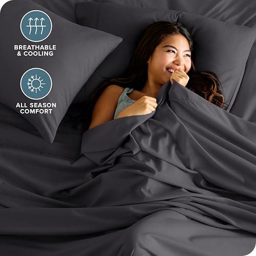 Bare Home Twin XL Sheet Set - 1800 Ultra-Soft Microfiber Twin Extra Long Bed Sheets - Double Brushed - Deep Pockets - Easy Fit - 3 Piece Set - Bedding Sheets & Pillowcases (Twin XL, Forged Iron Grey) thumbnail 3
