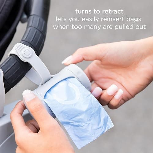 Ubbi Retractable On the Go Bag Dispenser for Travel, Diaper Bag Accessory Must Have for Newborn, Helpful Item, Baby Gift, Lavender Scented, Gray thumbnail 3