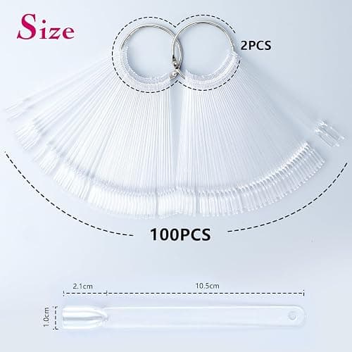 AiQInu 100 Stück Nagel Display, Nail Art, Transparent Farbe Karte Platten Nagellack Display Ring Sticks, Nagel Display Salon Übungen thumbnail 7