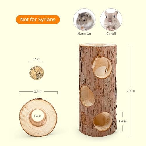 Niteangel Natural Wooden Hamster Mouse Tunnel Tube Toy Forest Hollow Tree Trunk thumbnail 2