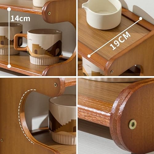 STEHEMO 4-Tier Wooden Mug Display Holder, Mug Holder for Countertop Coffee Cup Holder Coffee Mug Organizer Mug Rack for Coffee Bar Organizer Mug Shelf for Cabinet for Kitchen, Home,Brown thumbnail 5