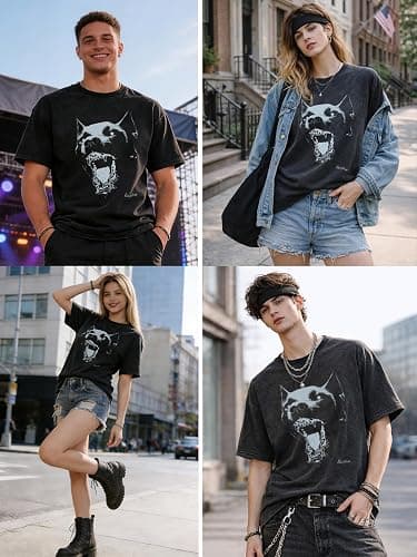 Laixton Men's Graphic Tees Shirt Unisex Short Sleeve Cotton Vintage Oversized Shirts Loose Streetwear Casual Tee Top thumbnail 7