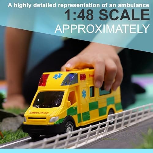 D.A.Y. Republic UK 1:40 Scale Emergency Ambulance Toy With Flashing Lights & Sounds, Friction Powered Play Vehicle, for Boys and Girls thumbnail 4