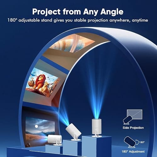 [ Built-in Google TV & Voice Control] WISHOLY Mini Projector with WiFi and Bluetooth, Built-in Streaming Apps, Portable Movie Projector 4K with 180° Rotatable for Outdoor, Home Theater, Movie Night thumbnail 6