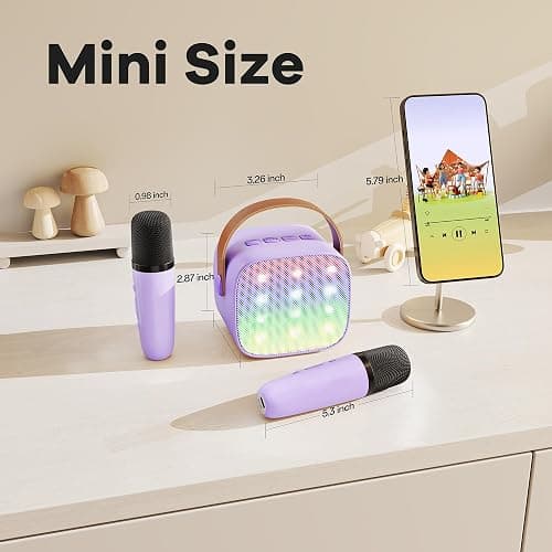 YLL Karaoke Machine for Kids, Portable Mini Speaker with 2 Wireless Microphones, TOP Kids Gifts for Girls Ages 3, 4, 5, 6, 7, 8, 9, 10+ Years Old, 4-12th Birthday Singing Present Toy Party (Purple) thumbnail 10