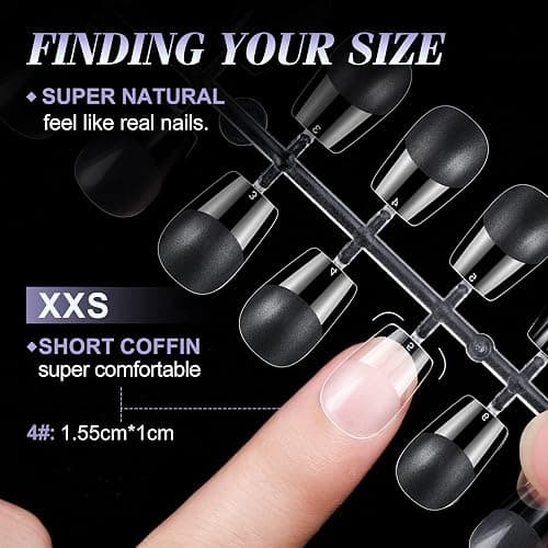 Gelike ec Extra Kurze Ballerina Gel Nagel Tips 240pcs Soft Gel Full Cover Kunstnägel 15 Größe Künstliche Nägel Zum Aufkleben PMMA Pre-Buffed für Nail Art-XXS Short Coffin thumbnail 5