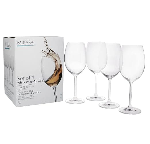 MIKASA Julie Luxury Lead-Free Crystal White Wine Glasses, 470 ml, Clear, Set of 4 - Julie - White Wine Glasses thumbnail 3