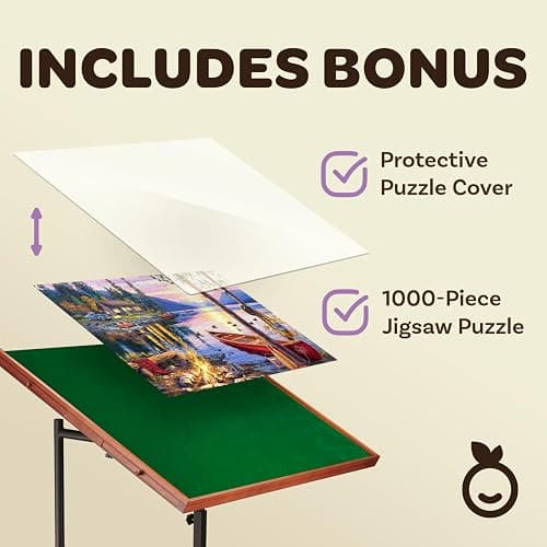 JoyBerri Jigsaw Puzzle Table/Rolling Desk - 1500 Piece Puzzle Board/Portable Jigsaw Tables with Drawers and Legs - Height Adjustable for Adults and Kids thumbnail 2