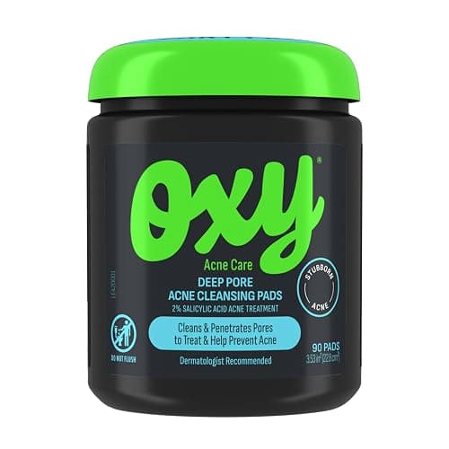 Oxy Deep Pore Acne Facial Cleansing Pads, Maximum Strength 2% Salicylic Acid Stubborn Acne Treatment, Fights Breakouts, Exfoliates, Unclogs Pores, Treats Blackheads, Dermatologist Recommended, 90 Pads - Image 1
