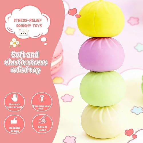 2 Pcs Dumpling Squishy, Mystery Squishy Dumpling Box, Fidget Toys Adults & Teens, Stocking Stuffers, Sensory Stress Ball Squeeze Toys for Stress Relief (greenpurple) thumbnail 6