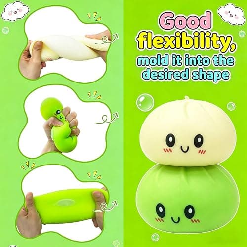 2 Pcs Dumpling Squishy, Mystery Squishy Dumpling Box, Fidget Toys Adults & Teens & Kids, Stocking Stuffers, Sensory Stress Squeeze Toys for Stress Relief (WhiteYellow) thumbnail 4