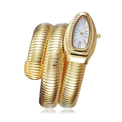 Fictory Gold Women's Watch with White Dial and Gold Snake Bracelet - Elegant Gift Set in Black Gift Box - Image 1