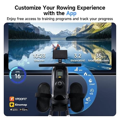 Rowing Machine for Home, 350 LB Capacity, 16-Level Silent Resistance, Magnetic Rowing Machines for Home Foldable, Full-Body Workout Compact Rowing Machine for Cardio & Strength with APP Support thumbnail 7