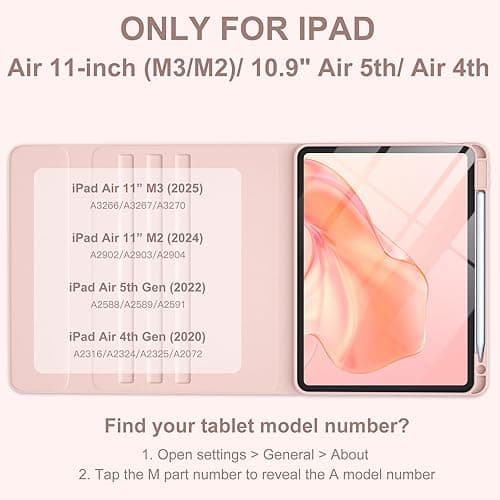 Harvopu Compatible for iPad Air 11-inch/Air 5th 4th Generation Case with Keyboard - Backlit Detachable, Folio Cover with Pencil Holder for iPad Air 11 Inch M3/M2 (2025/2024), Air 5/ Air 4 (Pink) - Pink thumbnail 2