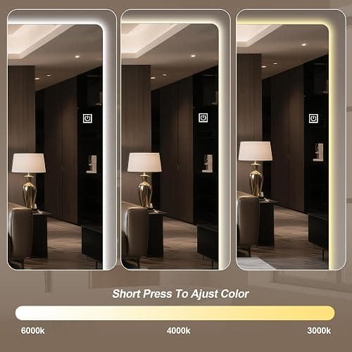 BOUATYHC 65" x 21" Full Body Mirror Wall-Mounted Full-Length Mirror with 3 Color Lighting Decorative Rectangular Vanity Mirror for Bedroom Bathroom Living Room Entryway thumbnail 8