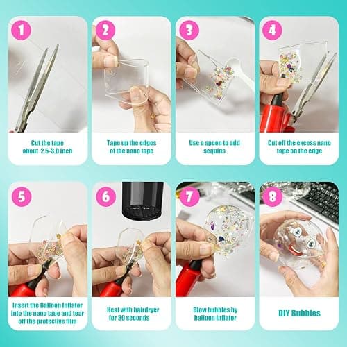 Nano Tape Bubble Kit, Toys for Girls, DIY Craft Kit, Cool Stuff for Girls, Cute Stuff, Cool Things for Kids, Boys,Gift for 4, 5, 6, 7, 8, 9, 10, 11, 12 Years Old Kids, 2PCS (2"&1.2") thumbnail 3