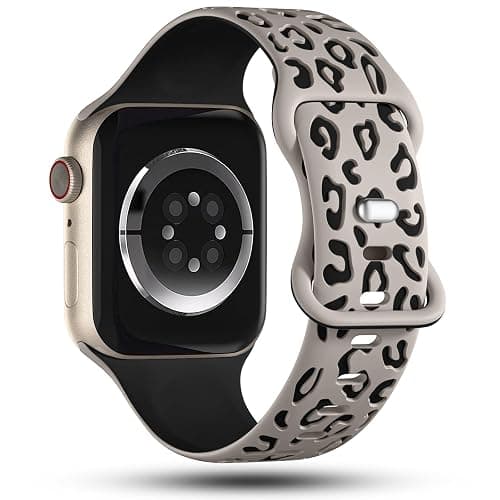 3 Pack Leopard Engraved Bands Compatible with Apple Watch Band 41mm 40mm 38mm 42mm 44mm 45mm 46mm 49mm Women, Soft Silicone Cheetah Embossed Sport Strap for iWatch Series 10 9 8 7 6 5 4 3 2 1 Ultra thumbnail 5