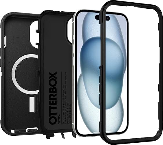 OtterBox iPhone 16e, 15, 14, & 13 Defender Series - Black, screenless, rugged & durable, with port protection, snaps to MagSafe thumbnail 3