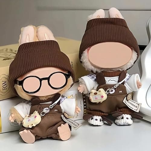 6 Set 17cm Doll Clothes, Clothes for Dolls Outfit, Accessories for 17cm Dolls Clothes T-Shirt + Overalls + Hat + Small Camera + Glasses + Shoes, No Doll Included thumbnail 3