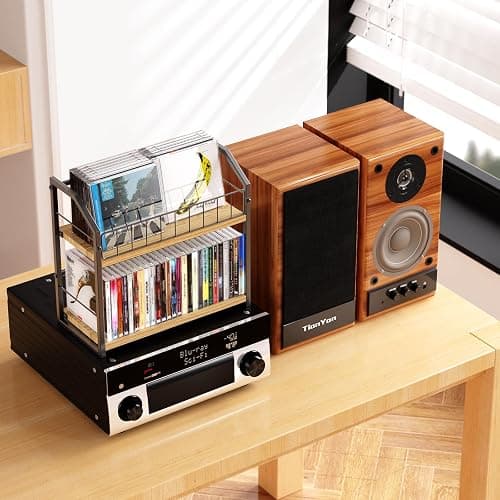 PAPAGIFTREE 2-Tier CD Holder, CD Storage Shelf for Display, CD Organizer with Dispay Top Shelf, Premium CD Rack for Home & Office, Holds Up to 60 Standard, Ideal for Music Enthusiasts (Yellow) thumbnail 2