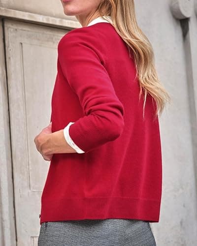MEETFOND Cardigan for Women Lightweight Crewneck Cardigan Classic Sweater Knit Outwear thumbnail 3